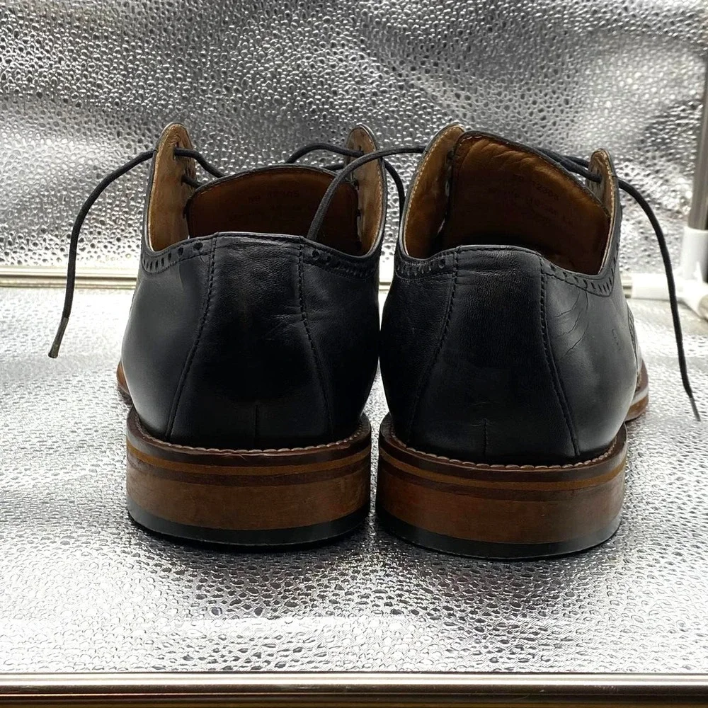Johnston & Murphy‎ Tyson Plain Toe Shoes Mens 10.5 Black Leather Dress Lace Up